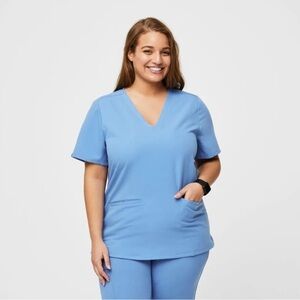 Figs Casma ceil blue scrub top